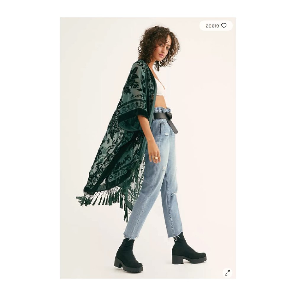 Free People - Nightbird Burnout Kimono Jade (OS)